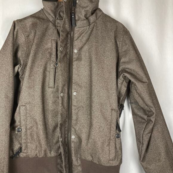 Billabong Outerwear Jacket Womens L Brown Herringbone Bomber Ski Lined No Hood - Picture 2 of 16